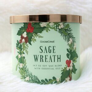 Goose Creek Sage Wreath 3-Wick Candle 14.5 oz Holiday Soy Wax Essential Oils